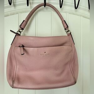Kate Spade pink pebble leather handbag with cross body strap.